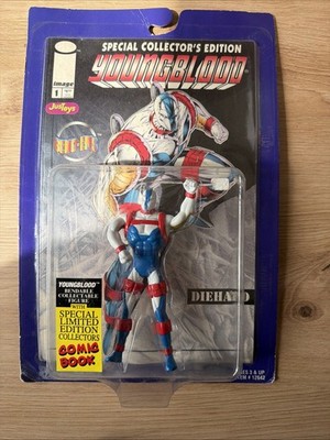 SELTEN Youngblood Bend-Ems Die Hard Action Figur mit Comic 1995 Just Toy