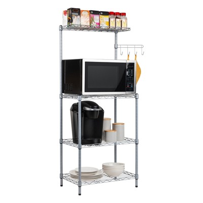 Microwave Rack with Storage Bakers Utility Shelf Kitchen Metal