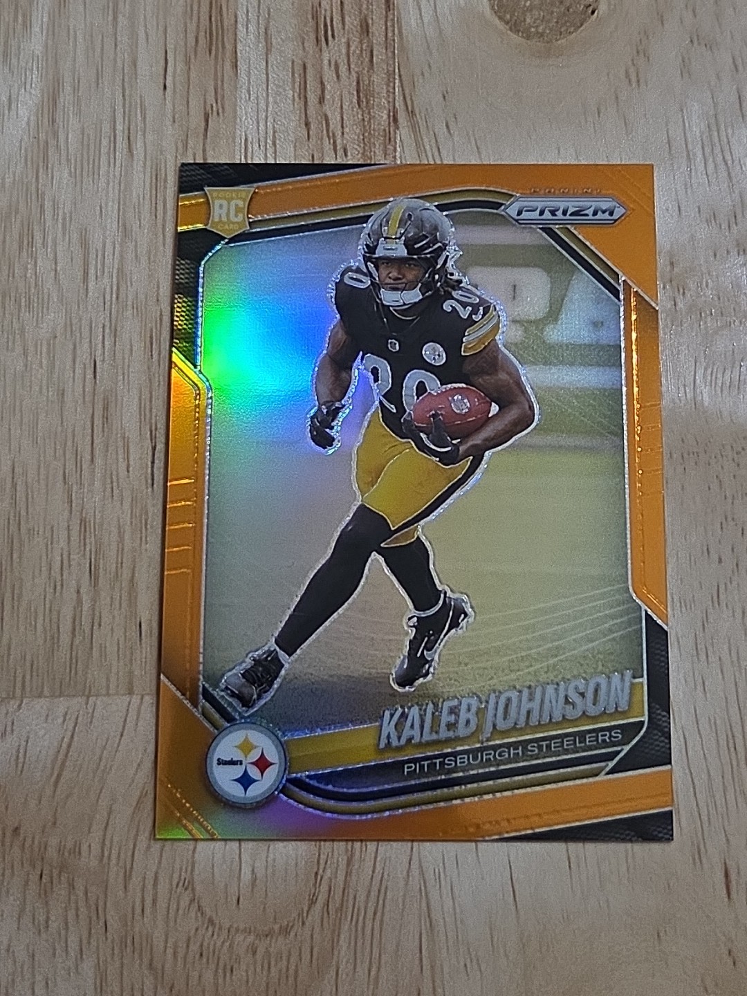 2025 Prizm KALEB JOHNSON Orange Prizm /249 #375 Rookie RC Steelers SP
