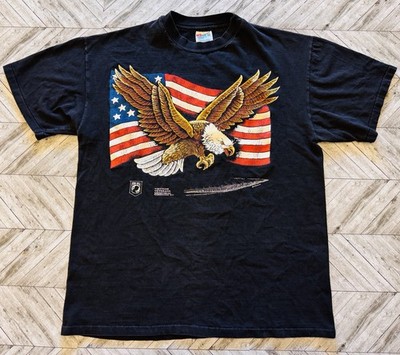 VTG Vietnam T-Shirt Mens Large Black Veterans Memorial POW Streetwear Y2K Eagle