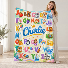 Personalized Alphabet Coral Fleece Blanket