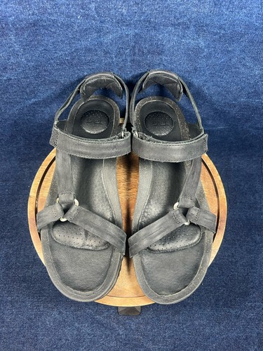 Teva Ysidro Damen-Plateauabsatz schwarz Leder Kork Keilabsatz Größe 9 - Bild 3 von 9