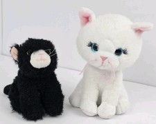 Cute Plush Cat Kitten Toy Set Black White Stuffed Animals Soft Kawaii