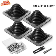 4 PACK Metal Roof Insulated Pipe Flashing Square Base for Wood Stove Fireplace