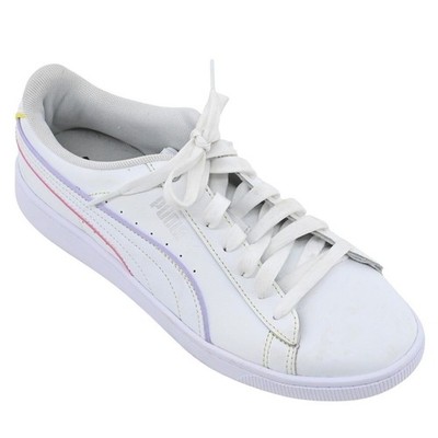 Puma Smash Women's Size 9 White Leather Sneakers Pastel Purple Pink Trim