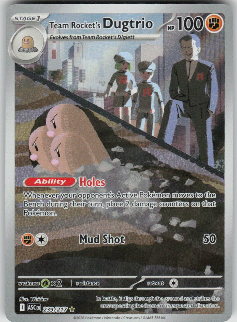 Pokemon Team Rocket's Dugtrio 239/217 ME: Ascended Heroes Holofoil IR NM