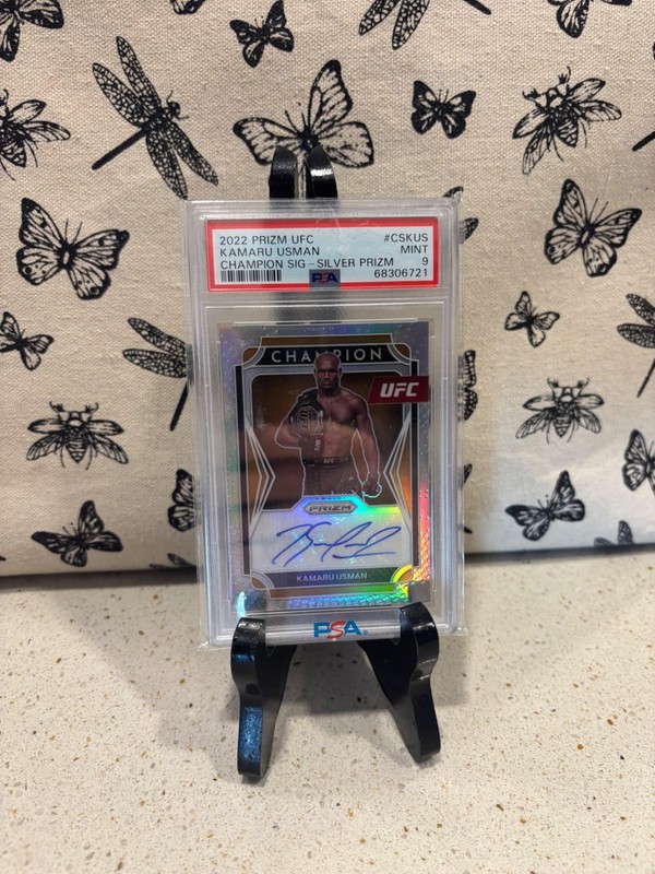 2022 Panini Prizm UFC Kamaru Usman Champion Signatures Silver Auto PSA 9
