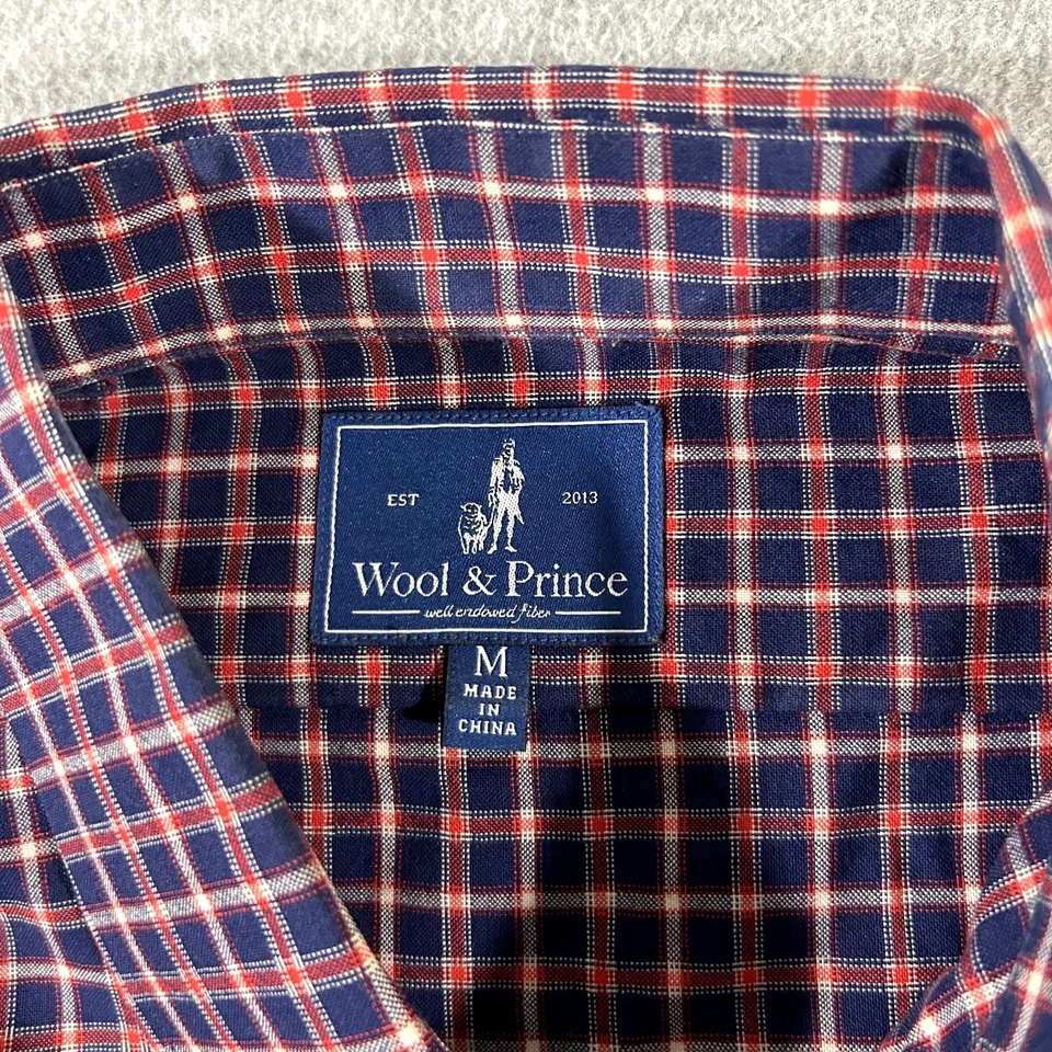 Шерстяная рубашка Wool and Prince на пуговицах мужская M синяя красная клетчатая с длинным рукавом  - Изображение 2 из 4