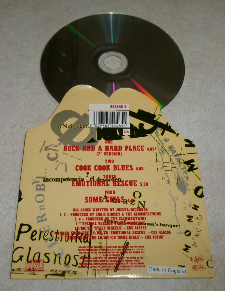 1989 Rolling Stones Rock And A Hard Place UK 4-Track CD Tongue Sleeve HTF - Image 2 of 2