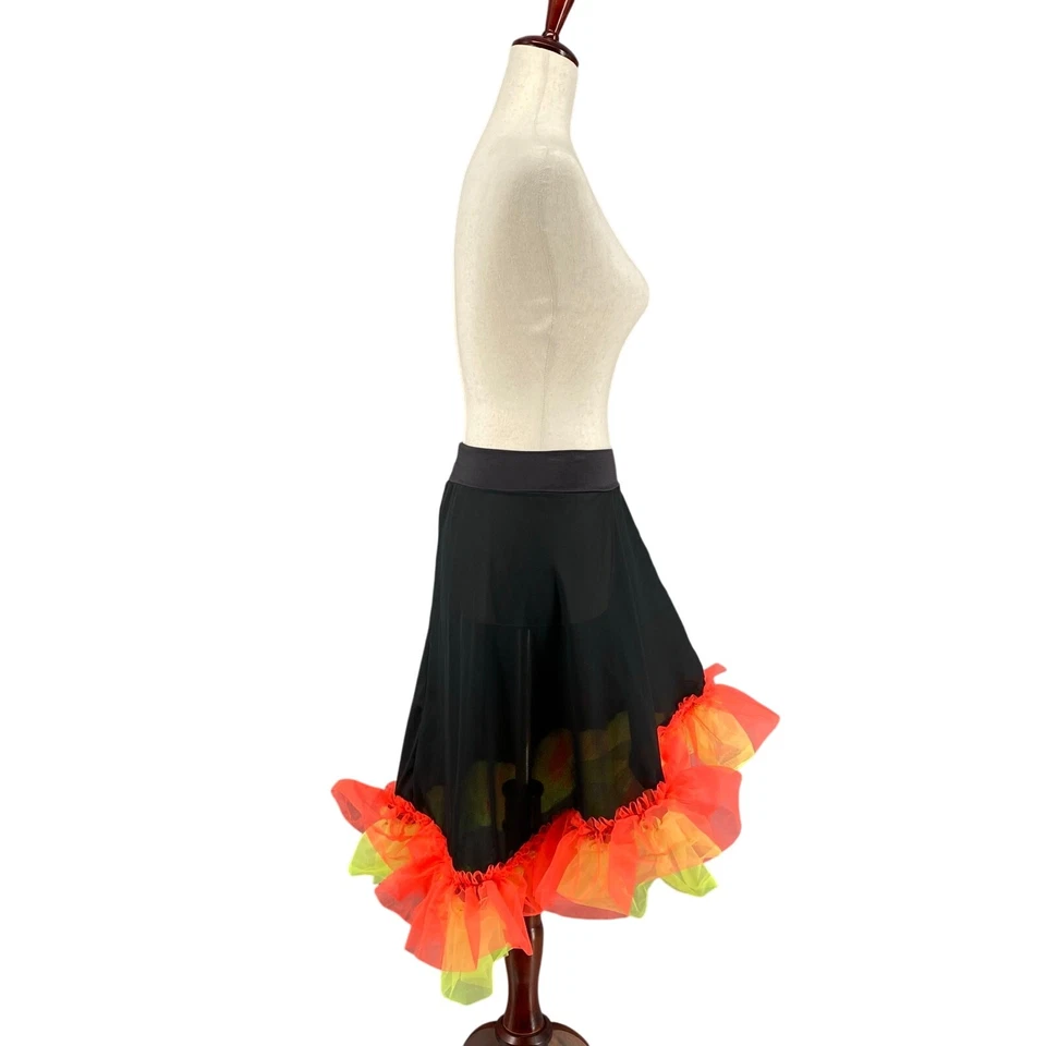 Capezio Ropa de Baile Falda Alta Baja Volantes Mujer M Negro Naranja Amarillo Flamenco Foto 3 de 4
