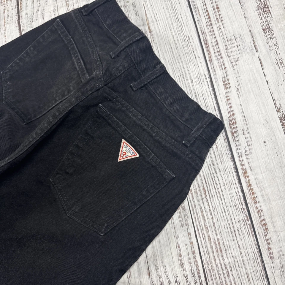Jeans Guess Vintage Triángulo Logo Negro Tiro Alto Denim Para Mujer TALLA 24*X31 1/2* Foto 4 de 4