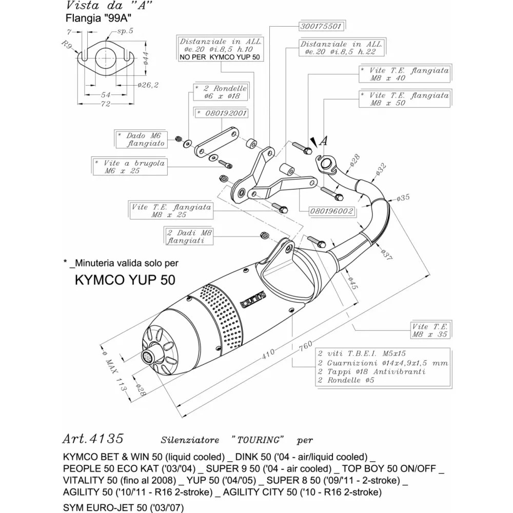 Complete Exhaust System Leovince Touring Kymco Agility 50 2T Rt 16 2010 > 2012