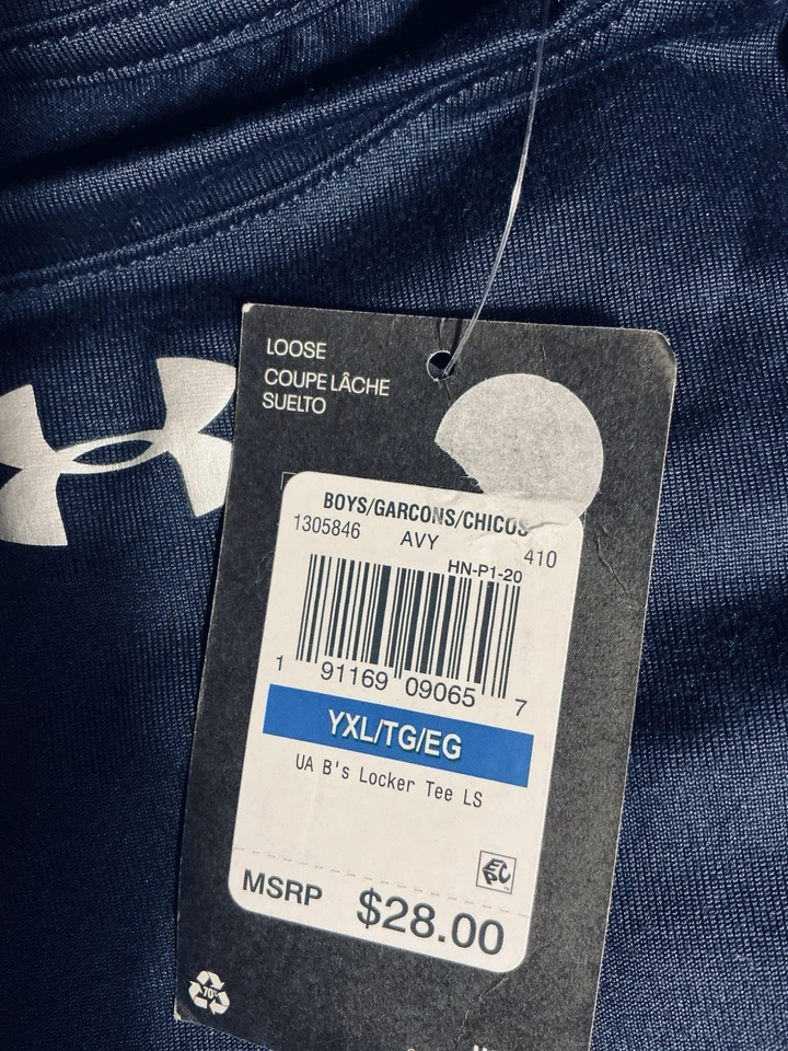 Under Armour мальчика шкафчик футболка, длинные рукава, темно-синий, размер YXL, 1305846 - Изображение 3 из 4