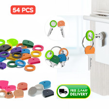 54PCS Key Cover Caps Color Identifiers Rubber Tags for Flat House Keys Set