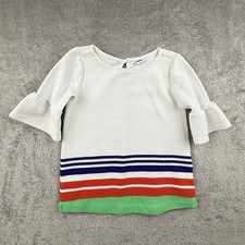 Janie and Jack Dress Girls 3 Ruffle Sleeve Multicolor Stripes Stretch Coastal