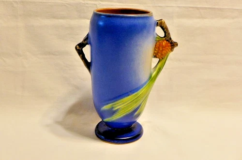 Vintage RARE 1930's  Roseville Blue Pinecone Vase #748-6 Beautiful