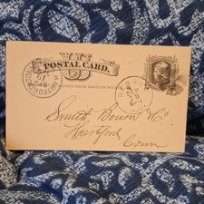 hartford conn US 1c Postal Card 1881-1890, Used, Handstamped Cancel, rare