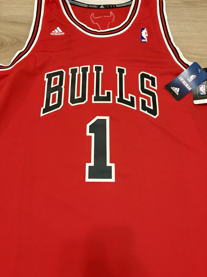 Camiseta masculina Chicago Bulls NBA Adidas Swingman vermelha Derrick rosa tamanho G comprimento +2 - Imagem 3 de 4