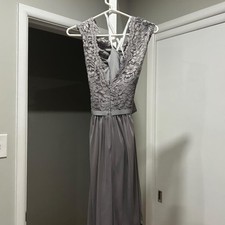 Gray David’s Bridal Bridesmaid Dress Lace Detail On Top Never Worn