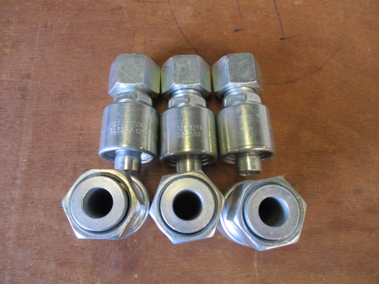 6 Pack Gates Hydraulic Hose Fittings 12G-12FFORX Female Flat Face ORB Straight