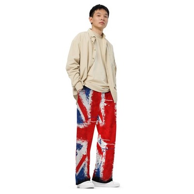 British Union Jack wide-leg pants