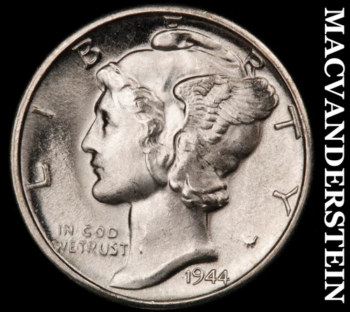 1944-D Mercury Dime-Super Choice Gem Brilliant Unc +++++ FSB No Reserve #i1132