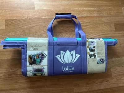 Lotus Trolley Bags Set Of 4 With Insulated Bag, Egg & Wine Pockets - Reusable