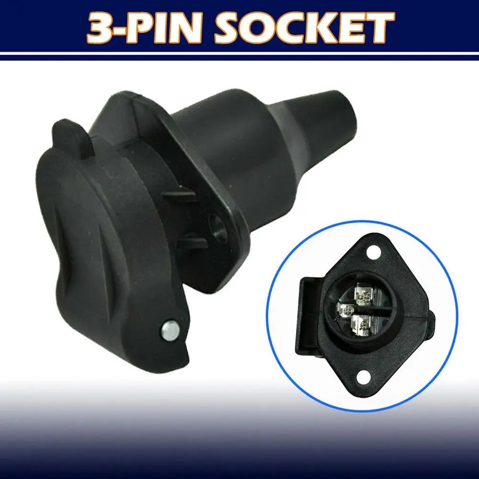 12V 3 Pin Trailer Socket Connector Round 3 Pole DIN 72572 Caravan Truck ...