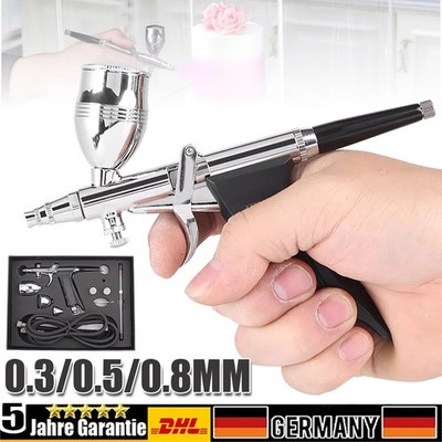 Airbrushpistole Spritzpistole Druckluft Double Action mit Düsen 0.3/0.5/0.8MM