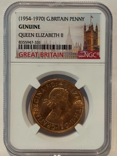1954 - 1970 Great Britain Penny NGC Genuine Queen Elizabeth II