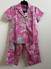 Lauren Ralph Lauren Women s Short Sleeve Notch Collar Capri Pant Pajama Set S