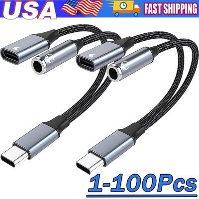 Samsung Galaxy S25 Headphone Adapter, USB C to AUX Mic Jack with PD 60W Gray Lot