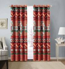 Austin Rustic Western Southwest Native American Window Treatment Grommet Curtain