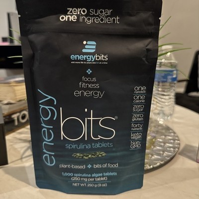 ENERGYBITS-Organic Spirulina Tablets-Plant-Based Algae Superfood-for Focus, New