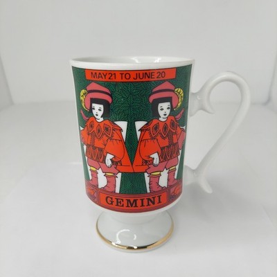 Royal Crown Arnart Smug Mugs Zodiac By Elena - Retro Pedestal Footed Gemini Mug