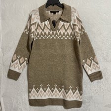NWT Cynthia Steffe Cozy Fair Isle Sweater Dress Size M Relaxed Preppy Collared