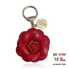 Flower Keychain Leather Bag Charm Floral Purse Charms Gift for Women A1:red