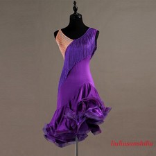 New Latin Ballroom Dance Dress Modern Salsa Waltz Standard Long Dress#F193