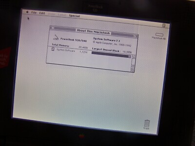 Apple Macintosh PowerBook 520 Model M4880 20MB RAM 240MB HD | eBay