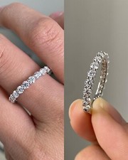 2.00 Ct Lab Created Diamond Wedding Eternity Band Solid 950 Platinum Ring Size 6