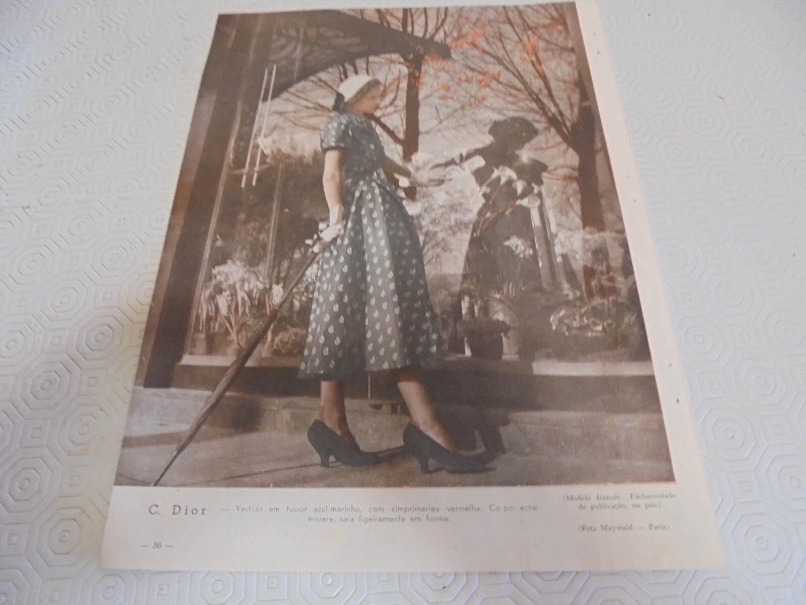 1950 Christian Dior D/S page magazine imprimé AD mode femmes chaussures longues jambes