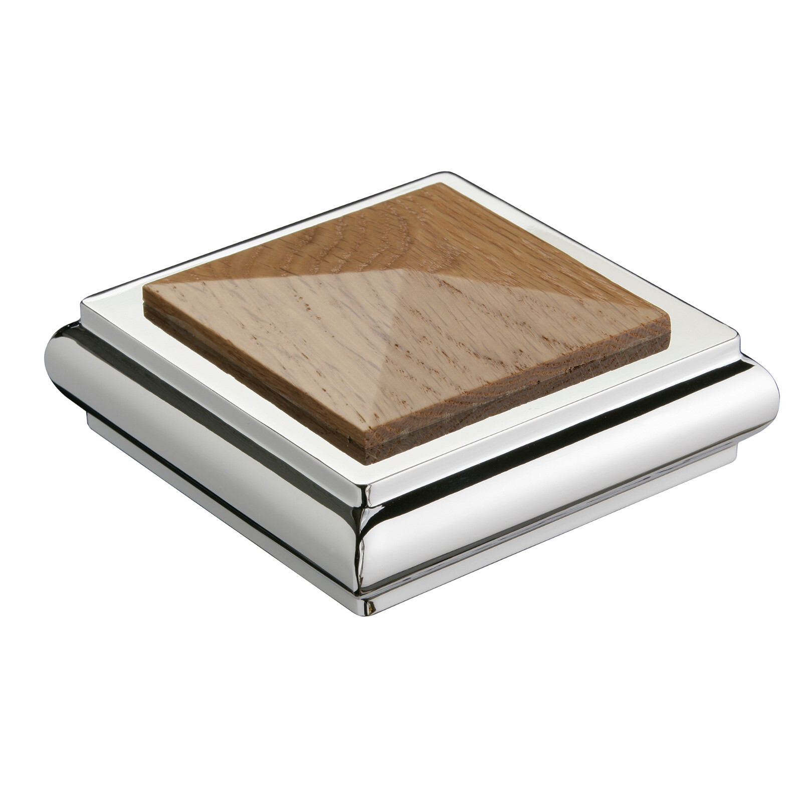 Solo Newel Post Cap Chrome and Oak for 90mm Newels Full or Half Options