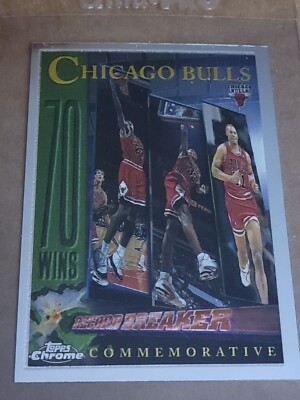 Michael Jordan 1996/97 Topps Chrome Chicago Bulls Team Card 72 Wins