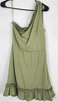 Francesca's Blue Rain NWT Womens One Shoulder Green Dress Size S MSRP $50
