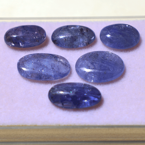Lotto 6 pezzi pietre preziose sfuse cabochon ovale non trattata tanzanite naturale non trattata 10,7 mm-14 mm - Foto 7 di 12