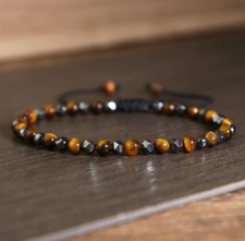 TrendingNow Tiger's Eye Hematite Bracelet Adjustable Natural Stone Bead Bracelet