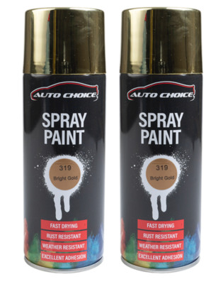 2 x AEROSOL BRIGHT GOLD SPRAY LACK AUTOCHOICE AUTO MEHRZWECK 400ML