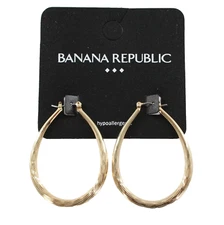 New Banana Republic Textured Teardrop Hoop Earrings #E1425