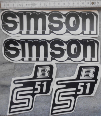 Aufklebersatz,Seitendeckel,Tank,S51B,Export, transparenter Hintergrund,Simson