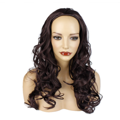 Ladies 3/4 Half Wig Dark Plum Wavy 22